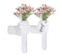 2 Pieces Wall Sculptures, Hands Vase Home Decor, Wall Mount Art Sculpture, Unique Wall Art Statue, Funky Flower Vase Decorations, Modern Eclectic Hanging Decor,Hands Statue (White)
