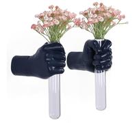 2 Pieces Wall Sculptures, Hands Vase Home Decor, Wall Mount Art Sculpture, Unique Wall Art Statue, Funky Flower Vase Decorations, Modern Eclectic Hanging Decor,Hands Statue (Blue(L+R))