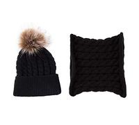 2 Pieces Warm Baby Hat + Scarf Set Toddler Boys Winter Keep Warm Knitted Baby Care Fishing Sounds (Black, One Size)