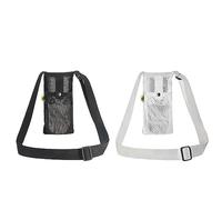 2 Pieces Water Bottle Tote Bag, Mesh Water Bottle Bag, Adjustable Water Bottle Bag, Nylon Water Bottle Bag for Outdoor Hiking Travel Camping (Black, Gray)