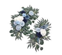 2 Pieces Wedding Arch Flowers Artificial Flower Garland Silk Flower Arrangement Flexible Easy Care for Wedding Decoration Wal, Blue