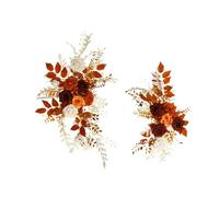 2 Pieces Welcome Sign Decoration Floral Swag Backdrop Flower Garland Novelty Wedding Arch Flowers for Wedding Wall Background, Orange