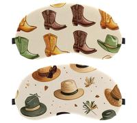2 Pieces Western Wild Cowboy Caps Pattern Vintage Eye Mask for Side Sleeper, Sleeping Mask, Sleep Eye Mask, Soft Eye Shade Cover for Travel, Nap, Plane, Light Blocking