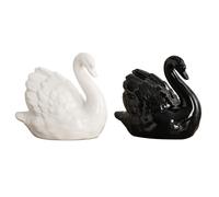2 Pieces White Black-Swan Sculpture Decor, Elegant