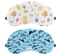 2 Pieces White Blue Navy Dolphins Sea Animal Eye Mask for Side Sleeper, Sleeping Mask, Sleep Eye Mask, Soft Eye Shade Cover for Travel, Nap, Plane, Light Blocking