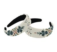 2 Pieces Wide Head Bands Hoops for Hair, Sage Green Retro Iris Ethnic Pattern Thick Padded Women Headbands, Elastic Cute Headband Head Wrap, Wide Top Turban Hair Bands