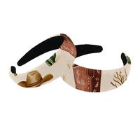 2 Pieces Wide Top Turban Velvet Hair Bands, Vintage Cowboy Wild West Caps Boots Cactus Pattern Fashion Head Wrap, Hair Head Bands Elastic Headband for Women, 2 Size