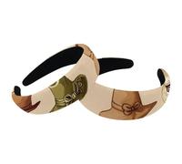 2 Pieces Wide Top Turban Velvet Hair Bands, West Wild Vintage Cowboy Hats Beige Background Fashion Head Wrap, Hair Head Bands Elastic Headband for Women, 2 Size