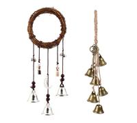 2 Pieces Witch Bells for Door Knob for Protection Hanging Bell Wind Chimes Handmade Decorative Bell for Boho Home Room Witchy Decor (Silver)