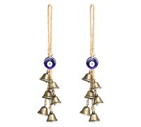 2 Pieces Witch Bells for Door Knob Protection,Witchy Wicca Witches Bells Decor Clear Negative Energies with Blue Evil Eyes,Witchcraft Supplies for Boho Home Room Decor