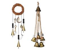 2 Pieces Witch Bells Protection Door Hangers Witch Wind Chimes Wreath Handmade for Home Door Doorknob Witchcraft Decorations(Stylish Style)