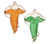2 Pieces Women's Brooches & Pins, Retro Brooches for Women UK, Elf Leaf Brooch Pin Green and Orange, Brooches Match with Suits, Skirts, Capes