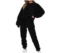 2 Pieces Womens Corduroy Tracksuit Set Casual Lounge Wear Long Sleeves Sweatsuit Full Set Outfits Crew Neck Sweatshirt Tops and Jogging Pants Fluffy Pajamas Set Solid Color Suit Workout Sets