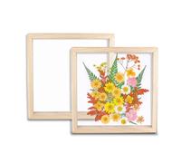 2 Pieces Wooden Dried Pressed Flower Frames, 7.8" x 7.8" Clear Double Acrylic Picture Frames, DIY Wood Floating Photo Frames for Wall and Tabletop Display Decorations Presents (7.8" x 7.8")