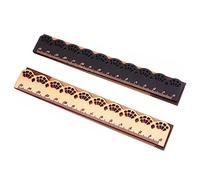 2 Pieces Wooden Ruler,Retro Lace Carving Log Measuring Ruler Student Ruler Measuring Tool for School Home Office 15cm