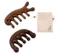 2 Pieces Wooden Scalp Massage Comb, Wide Tooth Hair Tool for Meridians, Sandalwood Gua Sha, Hair Growth - for Women and Men
