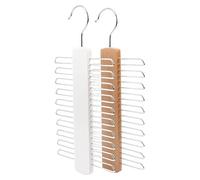 2 Pieces Wooden Scarf Hanger, Wooden Tie Belt Rack, 20 Bar Tie Rack Hanger, Accessory Coat Hanger, Scarf Rack Storage Organiser, for Scarves, Belts, Ties And Accessories (2 Colours, 11.8 * 5.9 Inch)