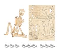 2 Pieces Wooden Skeleton Trunk Children Classroom & Home Interactive Biology Learning Practice Activity Human Skeleton Model