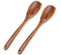 2 Pieces Wooden Spoons for Cooking,12.8 Inch Long Handle Spoon,Stirring Corner Spoons,Wood Cooking Utensils for Cooking Spatula Kitchen Utensil