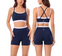 2 Pieces Workout Sets for Women,Seamless Athletic Shorts with Double Layer Sports Bras,Gym Matching Outfits