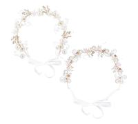 2 Pieces Wreath Pearl Headbands, Exquisite And Stylish, Ele Headbands For Children'S Flowers, Princess Lace-Up Hair Accessories, Wedding Hairstyle Decorations.