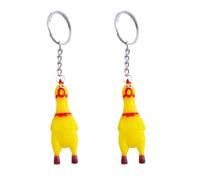 2 Pieces Yellow Shrilling Screaming Chicken - Mini Rubber Squeeze Screaming Chicken, Gags And Practical Joke Keychain Pendant Prank Pendant For Bags And Keys Phones Keyrings