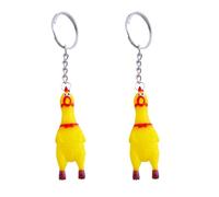 2 Pieces Yellow Shrilling Screaming Chicken - Mini Rubber Squeeze Screaming Chicken, Gags And Practical Joke Keychain Pendant Prank Pendant For Bags And Keys Phones Keyrings