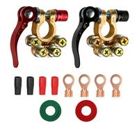 2 PiecesBattery Terminal Connector, 4-Way 12V/24V Car Battery Terminals Clamp, Quick Release Positive and Negative Car Battery Terminal Connector Clamp for Trucks, Buses, RVs