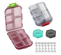 2 Pill Boxes with Ten Compartments, with 2 Mini Pill Boxes and 1 Sticker Sheet, Portable Daily Pill Organizer, Moisture Proof Pill Container, Suitable for Travel, Daily Carry