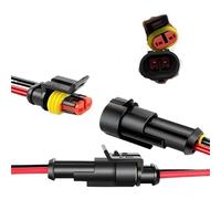 2 Pin Waterproof Connector, 5-Pair Male And Female With 20AWG Wire For Automotive, Marine & Truck Wiring(5pairs)