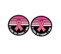 2 Pink Ribbon Breast Cancer Round Button Pins, Breast Cancer Inspirational Phrase IT CAME WE FOUGHT I WON Enamel Pin, Breast Cancer Awareness Alloy Badge, 3cm(1.2"), Metal, no gemstone