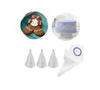 #2 Piping Nozzle and Bag Set - 3 Fine Round Tips & 20 Disposable 8-Inch Pastry Bags for Lettering, Outlines & Detail Work