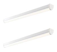 2 PK 4ft High Lumen Emergency Batten Light - 42.5W Cool White LED - Gloss White Loops White One Size