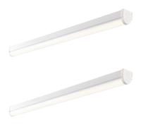2 PK 5ft High Lumen Emergency Batten Light - 65.5W Cool White LED - Gloss White