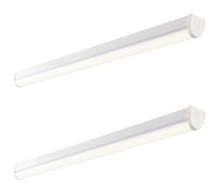 2 PK 5ft High Lumen Emergency Batten Light - 65.5W Cool White LED - Gloss White