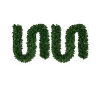 2 Pk 9ft Christmas Garland 2.7m x 25 cm - Thick Artificial Green Holiday Garland for Fireplace Mantel, Stairs, Door, Windows & Banister - Indoor & Outdoor Christmas Decorations, Plain Xmas Garland