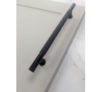 2 Pk Ellis Knurled T-Bar Kitchen Bedroom Door Handle Matt Black 160mm