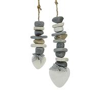 2-pk hanging decoration hearts granite grey