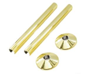 2 Pk Radiator Pipes, Covers Sleeve Pipe Central Heating Clip 15mm Collars Cut Fit Bathroom Chromefor Various Radiator Pipe Sizes(Gold)