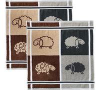 2-pk tea towels terry brown-beige size 50x50 cm