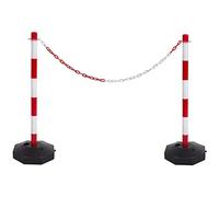 True Products Support Posts & Plastic Chain Barrier Set - 2 X Red & White Posts & 5M Matching Chain