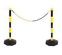 2 Plastic Chain Safety Barrier Posts & 5m Plastic Chain Kit (Yellow & Black)