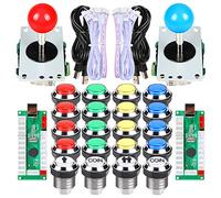 EG STARTS 2 Player Arcade Contest DIY Kits USB Encoder To PC Joystick + 8 Ways Sticker + Chrome LED Illuminated Push Button 1 & 2 Player Coin Buttons For Arcade Mame Raspberry Pi 2 3 3B Games
