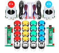 EG STARTS 2 Player Arcade Stick DIY Kit USB Encoder to PC Joystick Games + 2x 5Pin Rocker + 16x 30mm 5V LED Lit Push Button 1 + 2 Players Coin Buttons For Raspberry Pi 1 2 3 3B Mame Fighting Stick