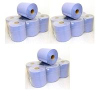2 Ply 105m x 170mm Blue Paper Rolls Centrefeed Embossed Towels - 18 Rolls