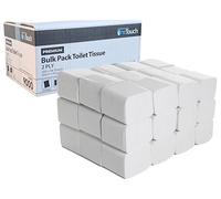2 Ply Premium Bulk Pack Toilet Tissue Rolls, Soft, Strong and Absorbent Bulk Pack Paper White Dispenser Toilet Paper Fragrance Free Folded 9000 Sheets (250x36) Sheets