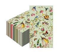 2-Ply Vintage Floral Bird Napkins - 20Pcs Green Wild Flower Watercolor Guest Tissue for Cocktail Dinner, Birthday, Wedding, Engagement Party (40x33cm)