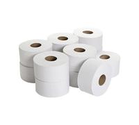 2 Ply white 200mtr Mini Jumbo Toilet roll x 12 76MM Core
