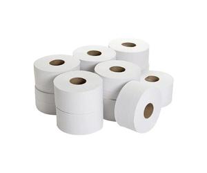 2 Ply white 200mtr Mini Jumbo Toilet roll x 12 76MM Core
