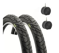 2 Tyres 26 x 2.125 (57-559) + Inner Tubes | Slick Tyres for Cruiser Bike Chopper Hybrid Bicycle
